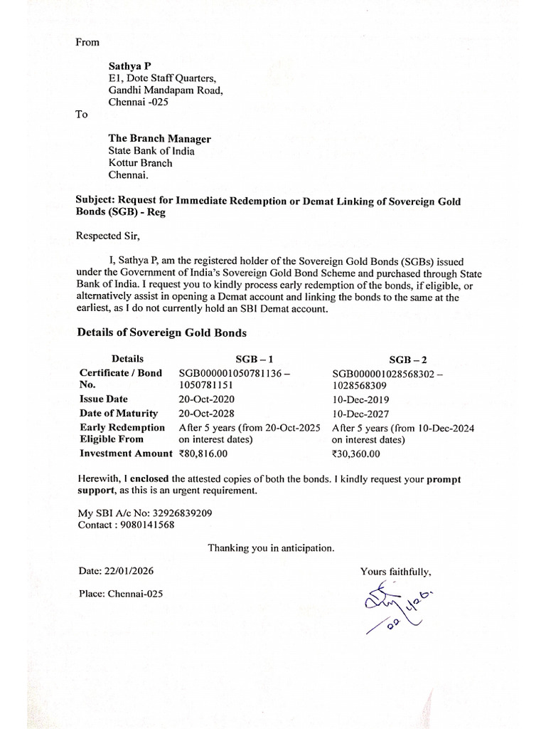 SGB Redemption Request | PDF