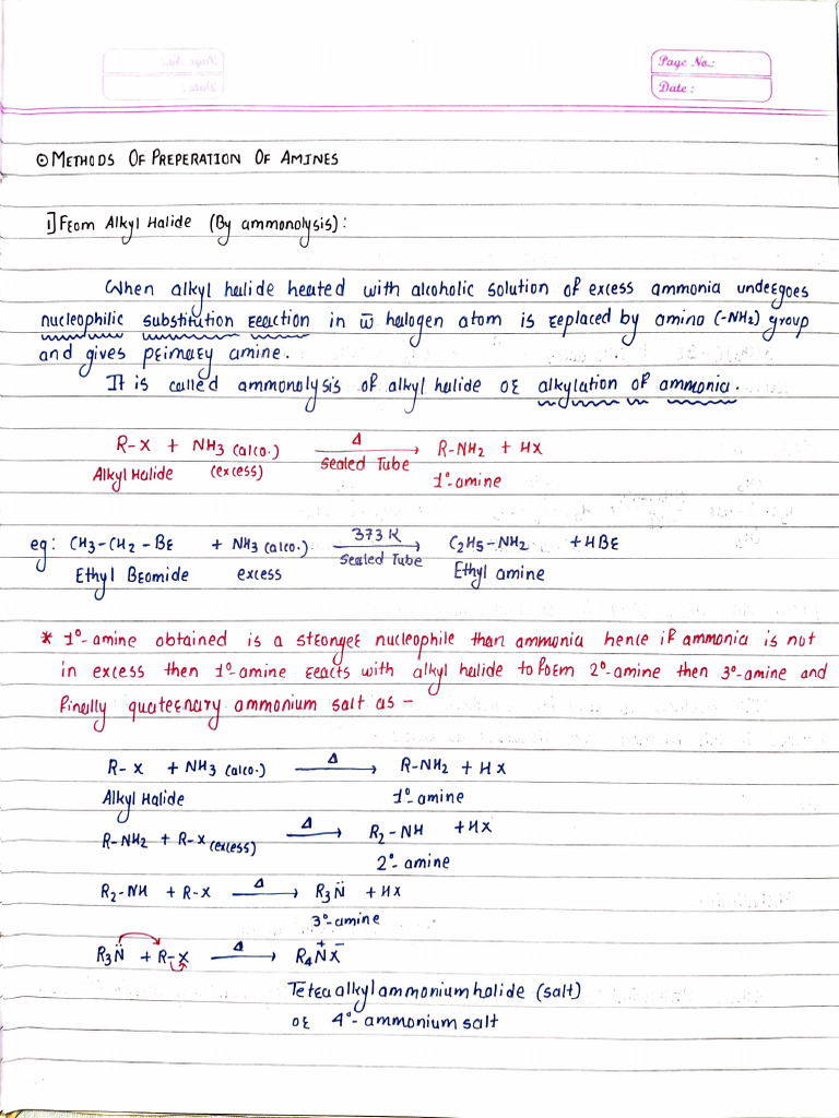 Amines Handwritten Notes Marked 499 | PDF
