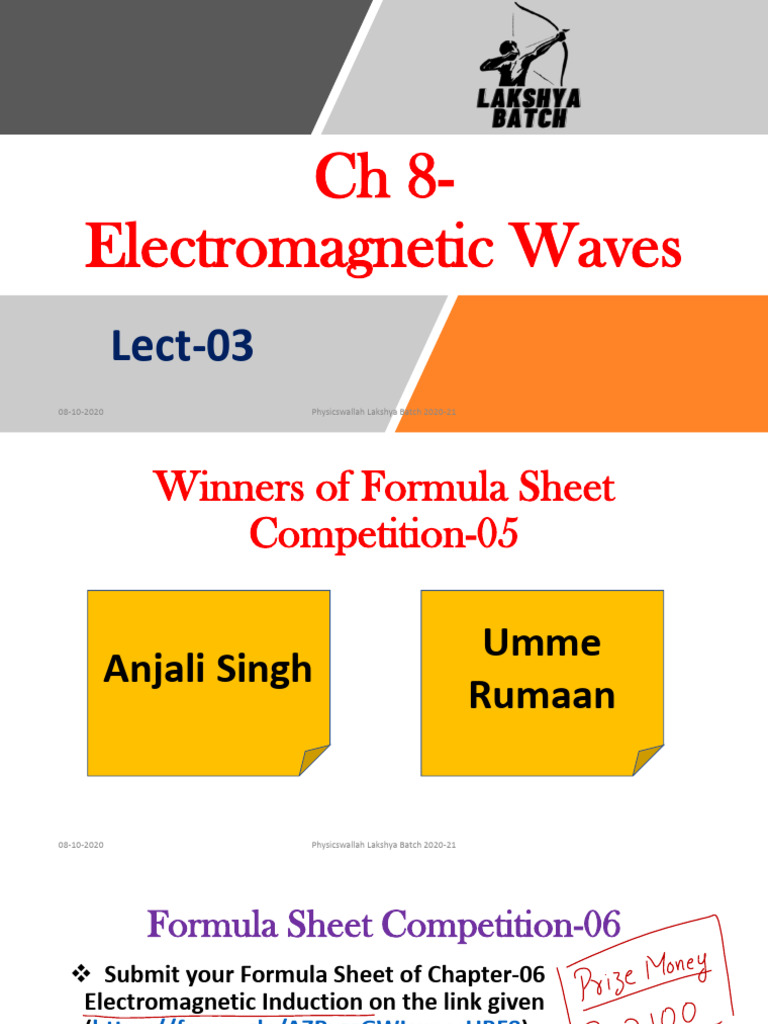 Electromagnetic Waves Lecture 03 @physicswallahlakshyavideos ...