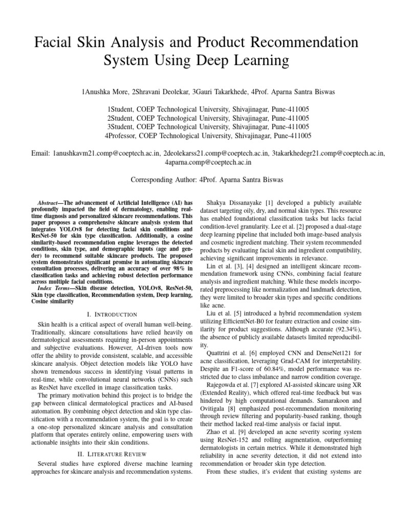 Facial Analysis and Product Recommendation System Using Deep Learning ...