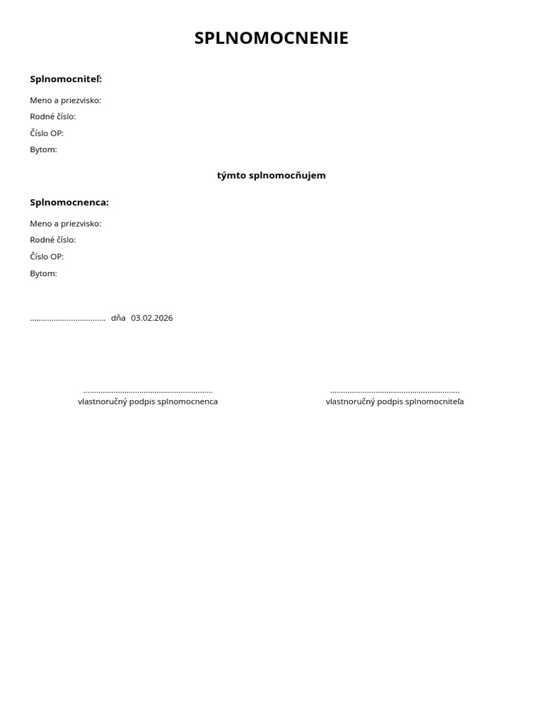 Splnomocnenie | PDF