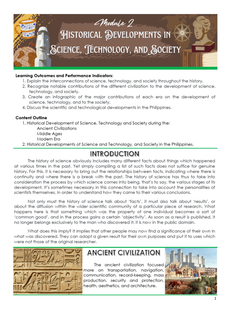 MODULE 2 Historical Developments in Science, Technology, and Society ...