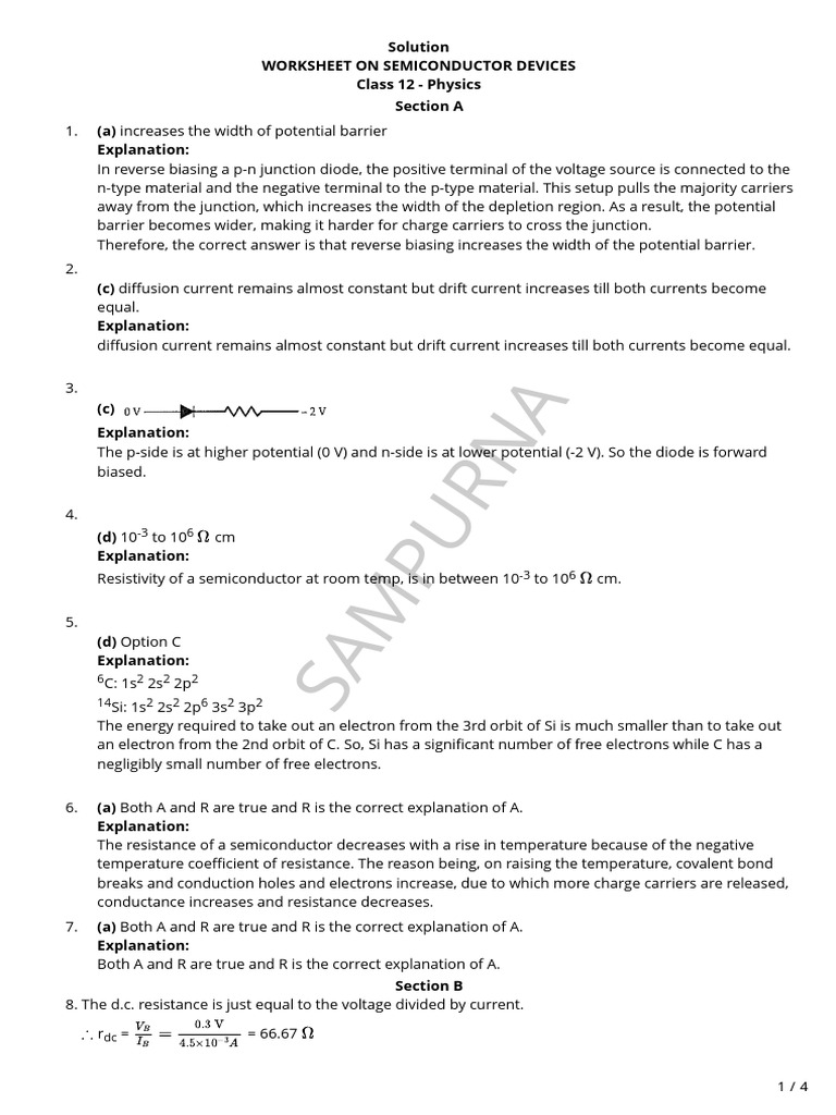 Solution Semiconductorws | PDF | P–N Junction | Solid State Engineering