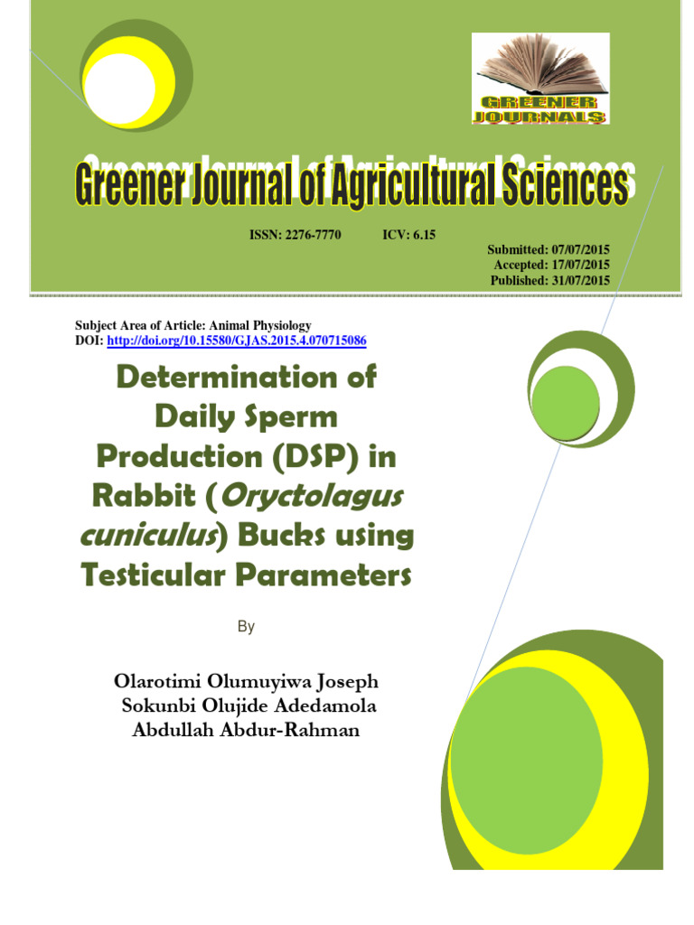 Determination of Daily Sperm Production (DSP) in Rabbit (Oryctolagus ...