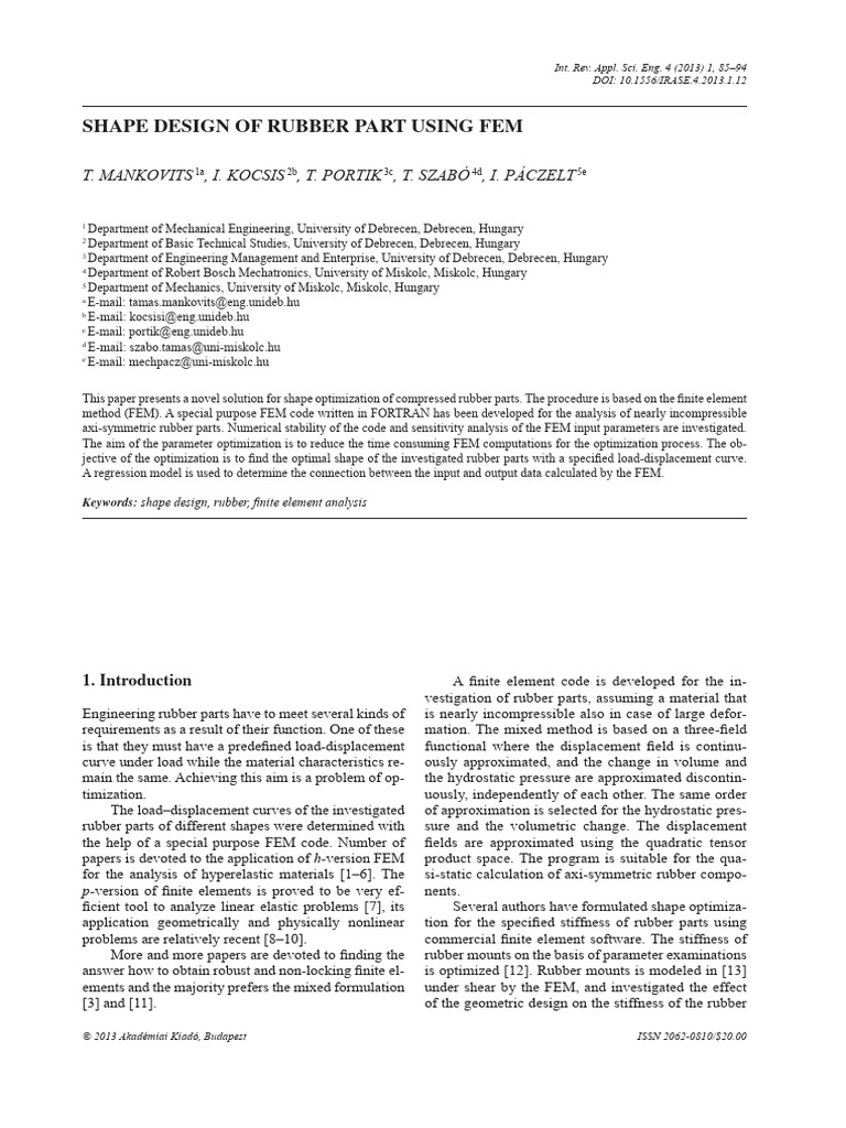 Shape Design of Rubber Part Using FEM | PDF | Finite Element Method ...