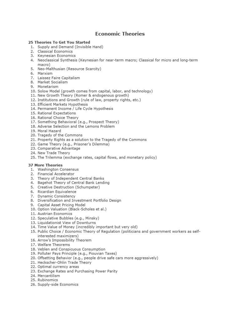 Economic Theories | PDF | Economics | Keynesian Economics