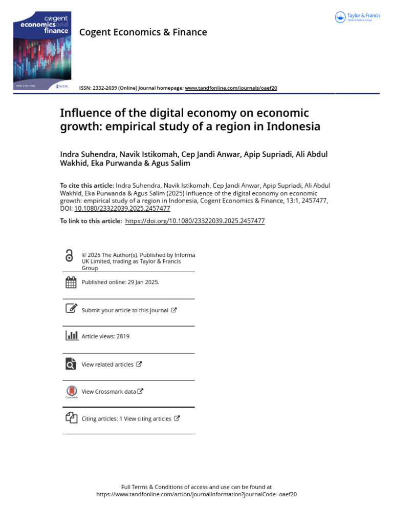 Influence of The Digital Economy On Economic Growth Empirical Study of ...
