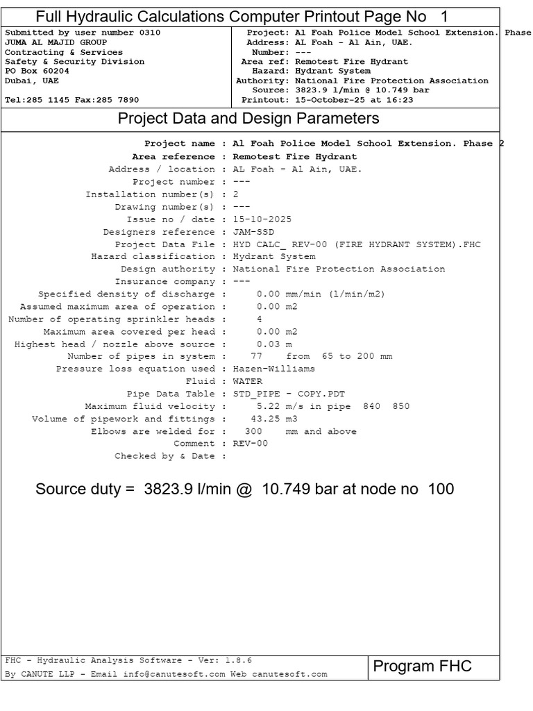 Hyd Calc_ Report | PDF | Chemical Engineering | Mechanical Engineering