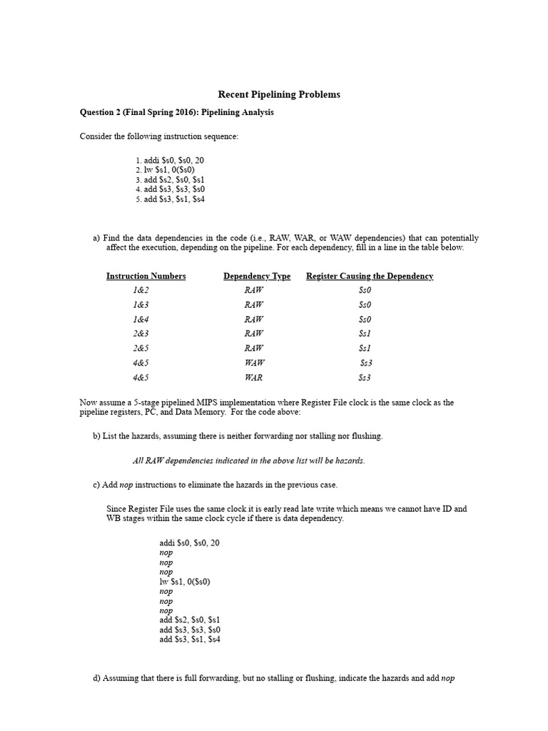 Recent Pipelining Problems | PDF | Computer Programming | Integrated ...