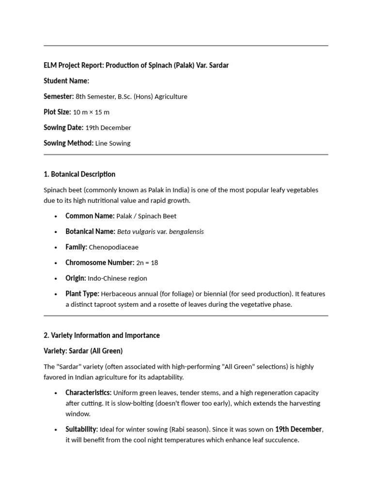 ELM Project Report | PDF | Sowing | Fertilizer