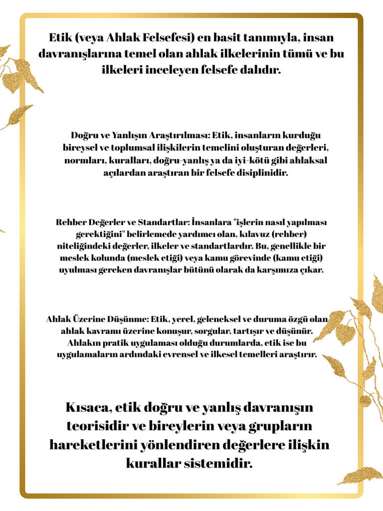 Etik (Veya Ahlak Felsefesi) en Basit Tanımıyla, Insan Davranışlarına ...