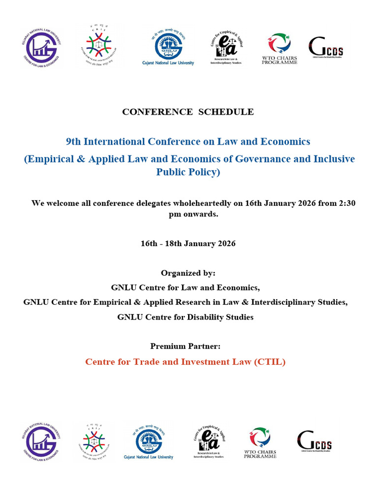 Schedule For 9th ICLE Conference 2026 | PDF | Economies
