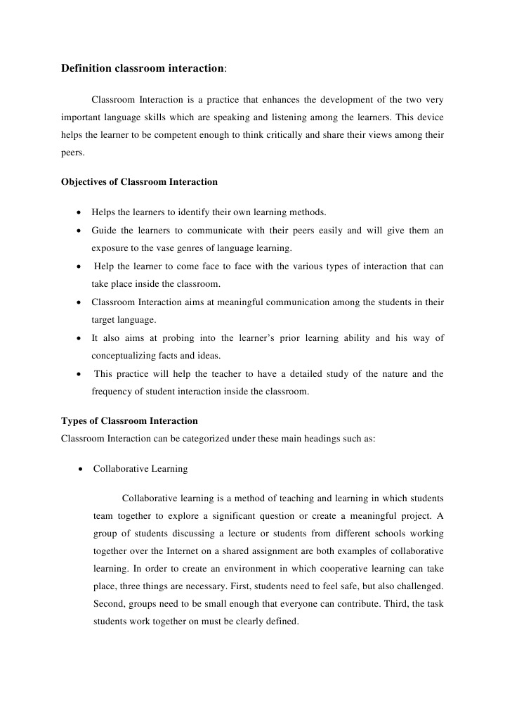 Understanding Classroom Interaction | PDF | Classroom | Learning