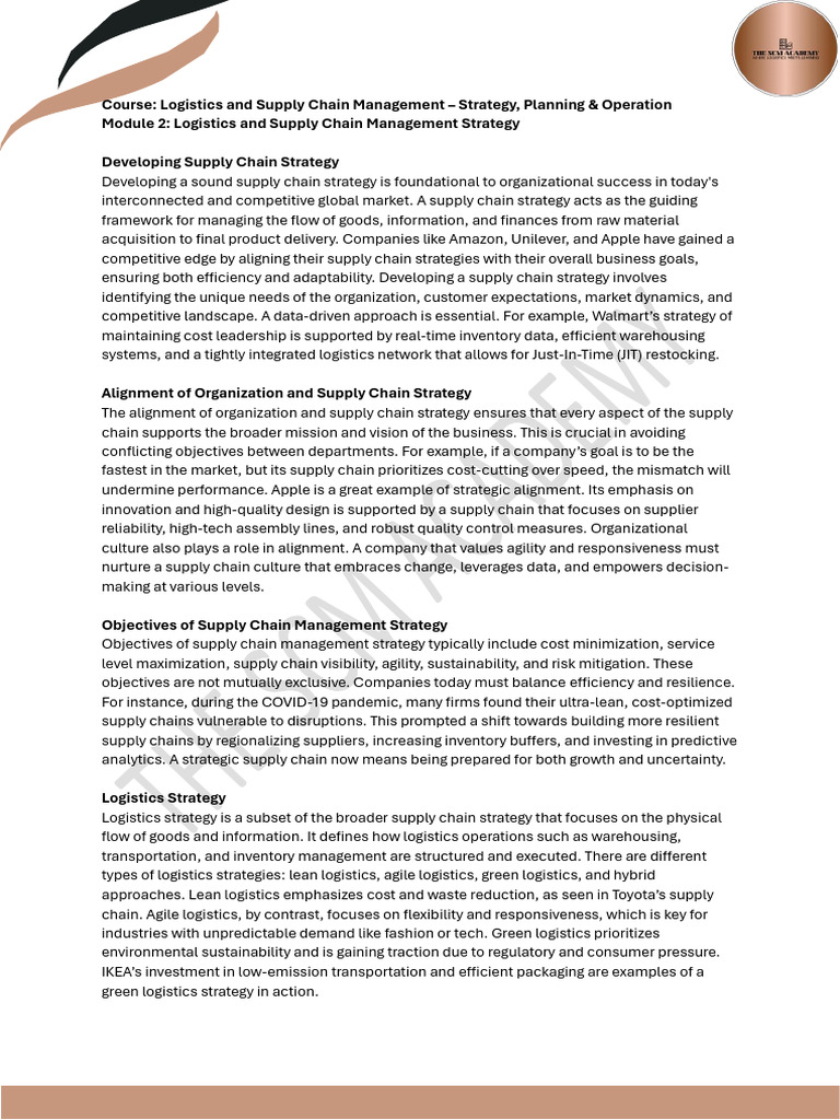 Module 2 - Logistics and Supply Chain Management Strategy | PDF ...