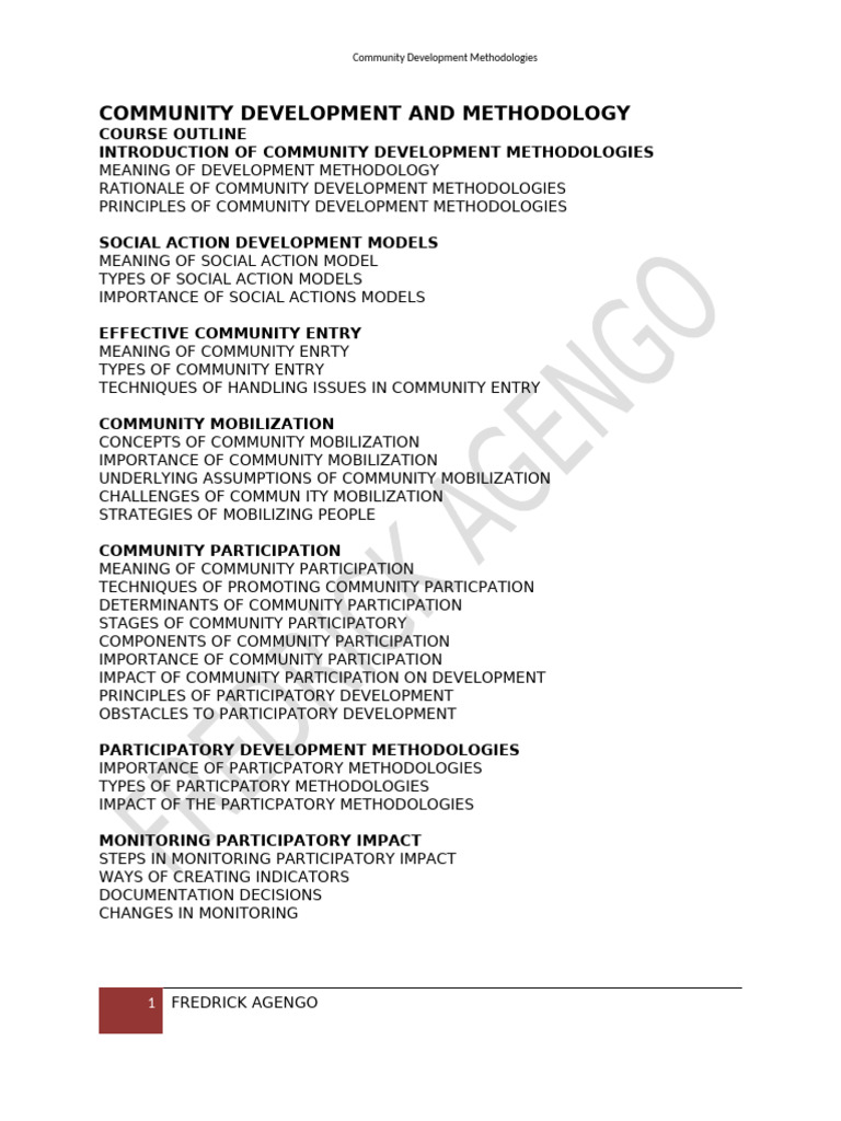 Community Development and Methodology - Dotx | PDF | Evaluation ...