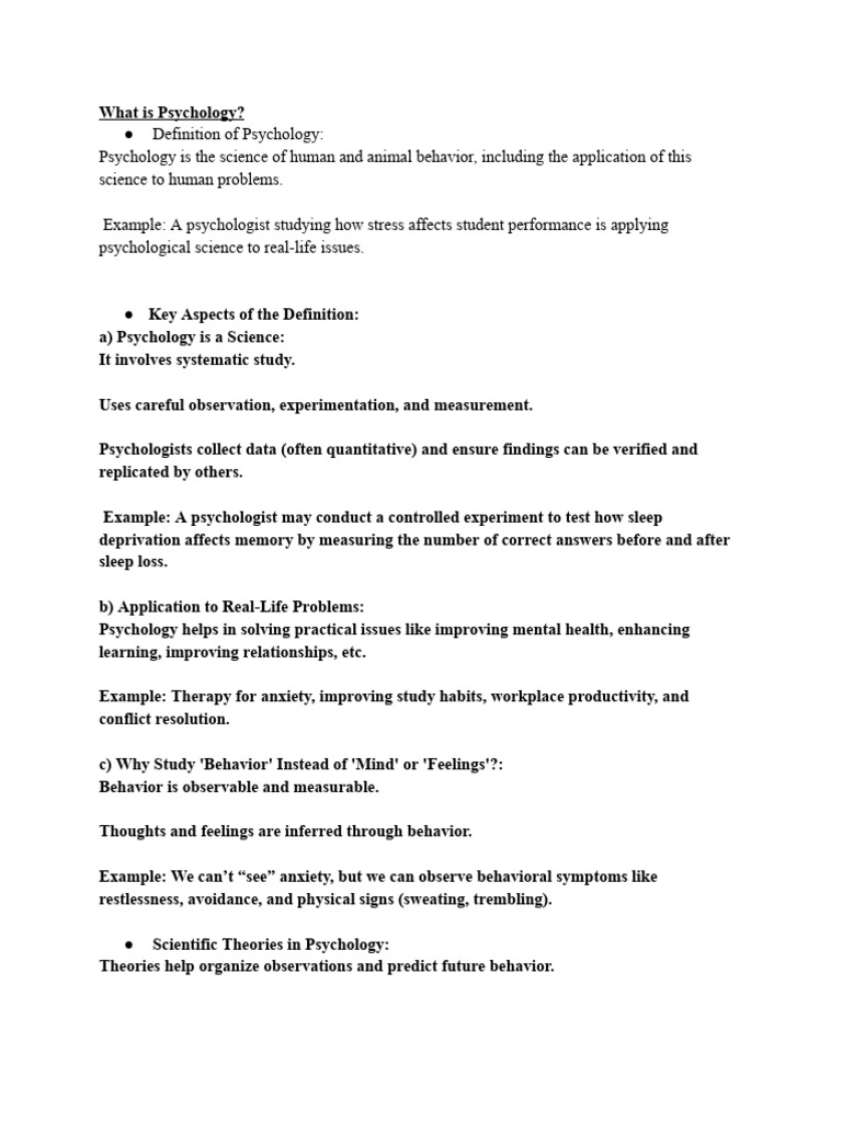 Psychology Lecture 1 Notes | PDF | Psychology | Experiment