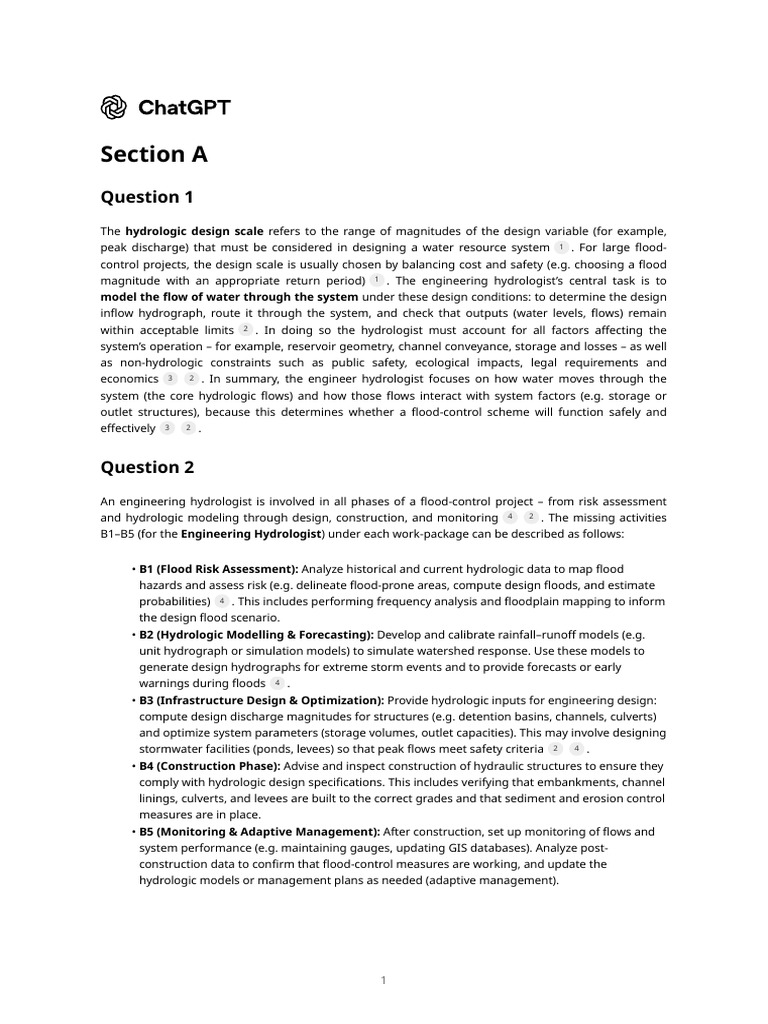 Solutions To Hydroinformatics Test | PDF | Flood | Hydrology