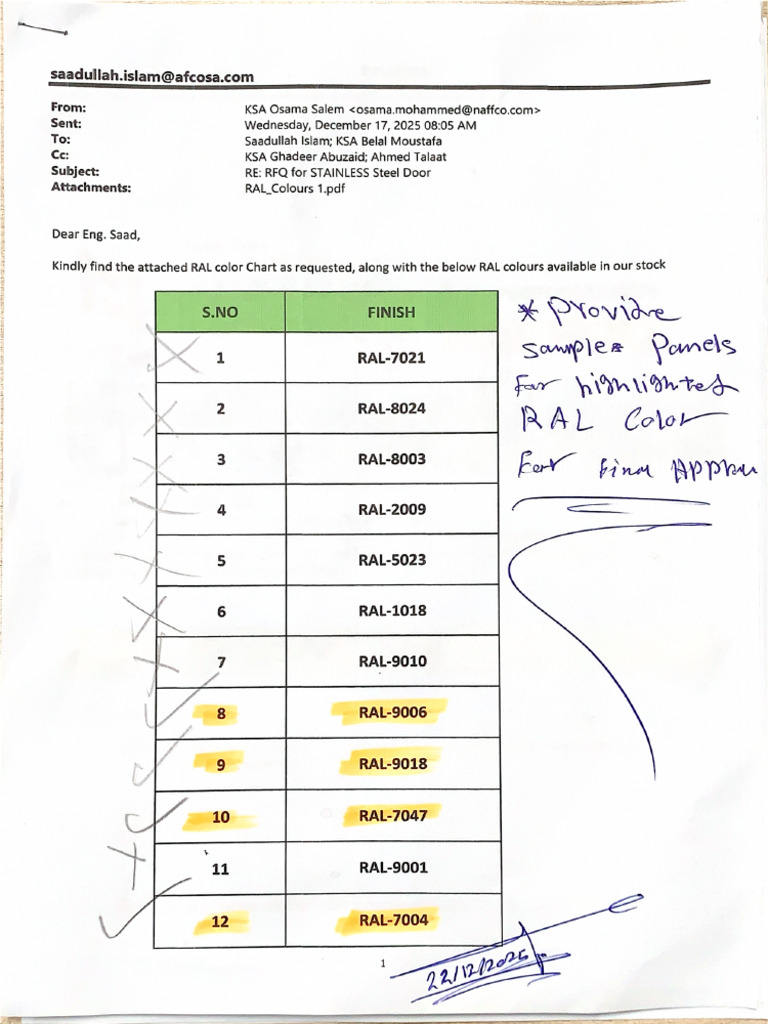 Ral Colours Arch Rfi 45 Reply | PDF
