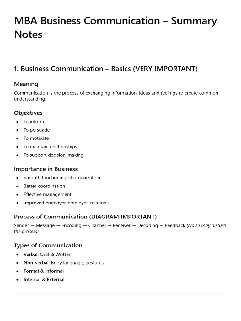 Business Communication Summary | PDF | Communication | Body Language