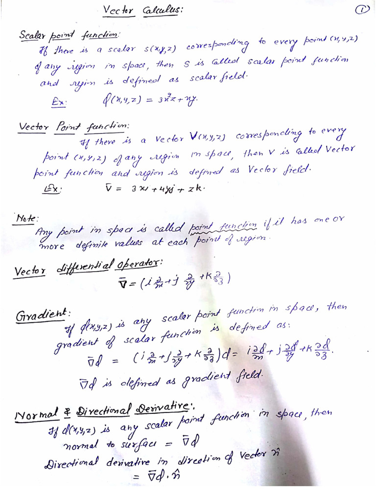 Vector Calculus Part 1 | PDF
