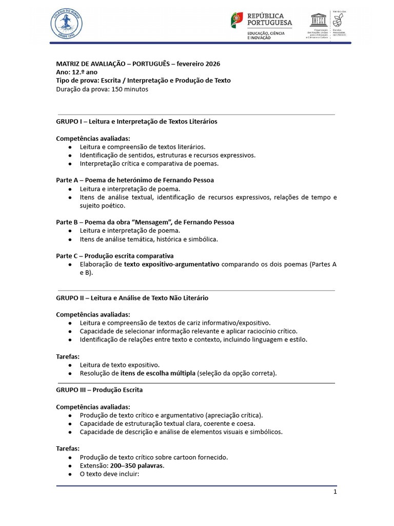 Matriz - Teste HeterÃ Nimo e Mensagem - Fevereiro26 | PDF ...