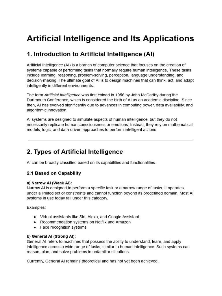 Artificial Intelligence and Its Applications Notes | PDF | Artificial ...