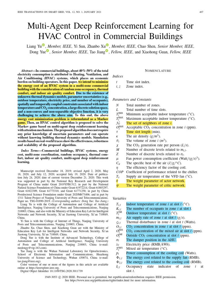 Multi-Agent Deep Reinforcement Learning For HVAC Control in Commercial ...