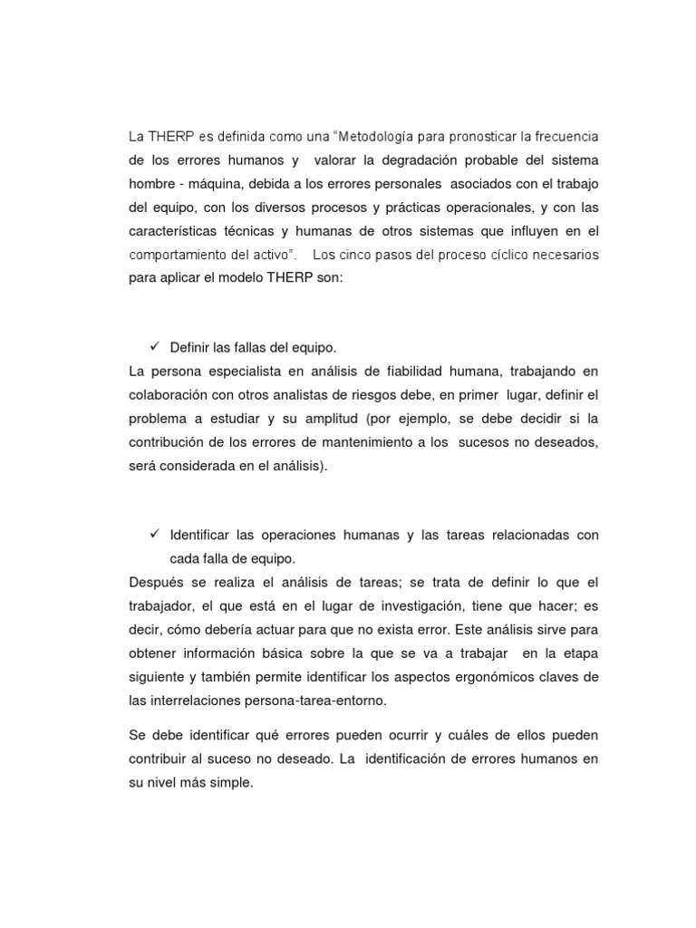 Metodología THERP para errores humanos | PDF | Ingeniería de ...