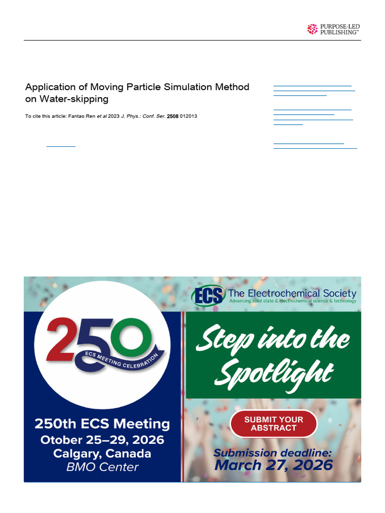 Application of Moving Particle Simulation Method on Water-Skipping ...