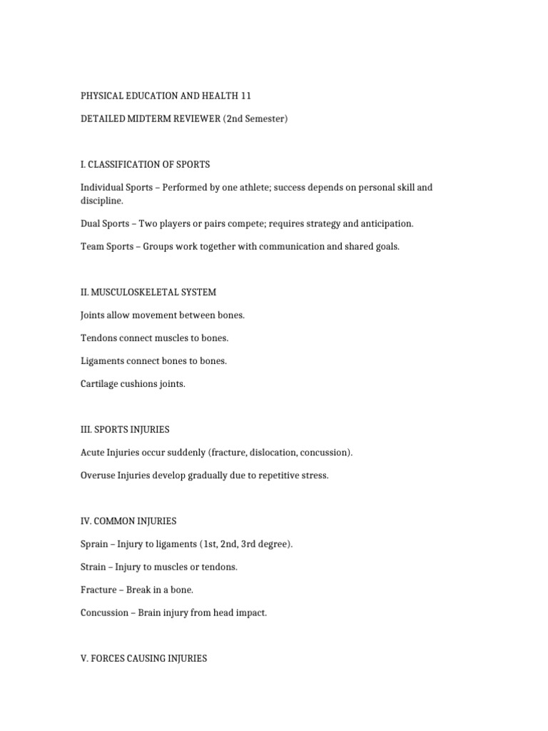 PE Health 11 Midterm Reviewer | PDF