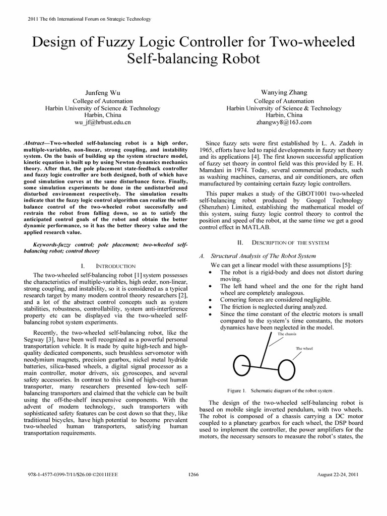 Design of Fuzzy Logic Controller For Two-Wheeled Self-Balancing Robot ...