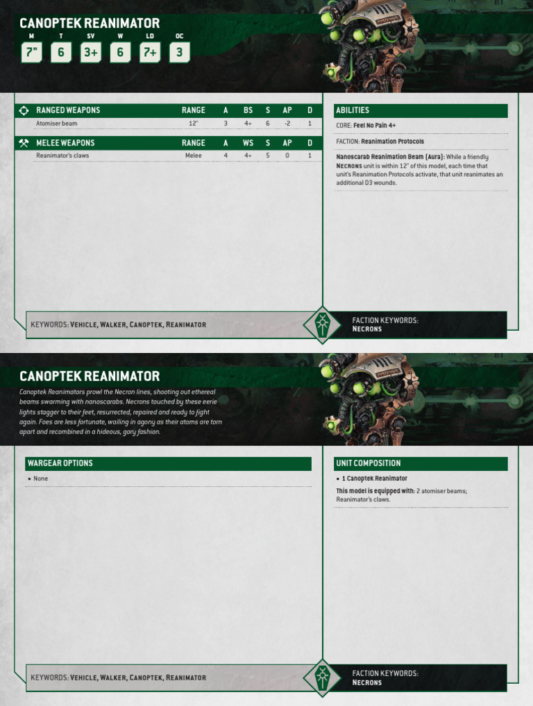 Canoptek Reanimator | PDF