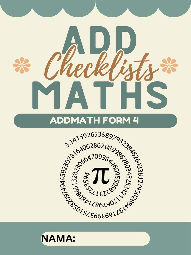 Checklist Study f4 Addmath | PDF
