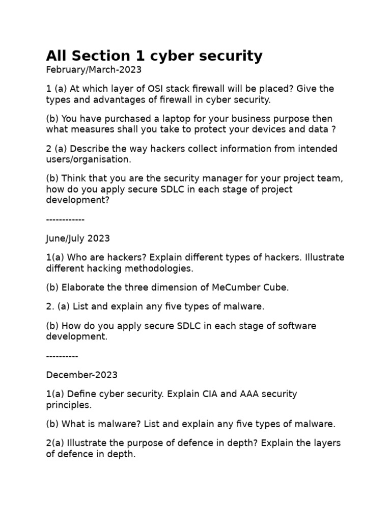 All Section 1 Cyber Security | PDF