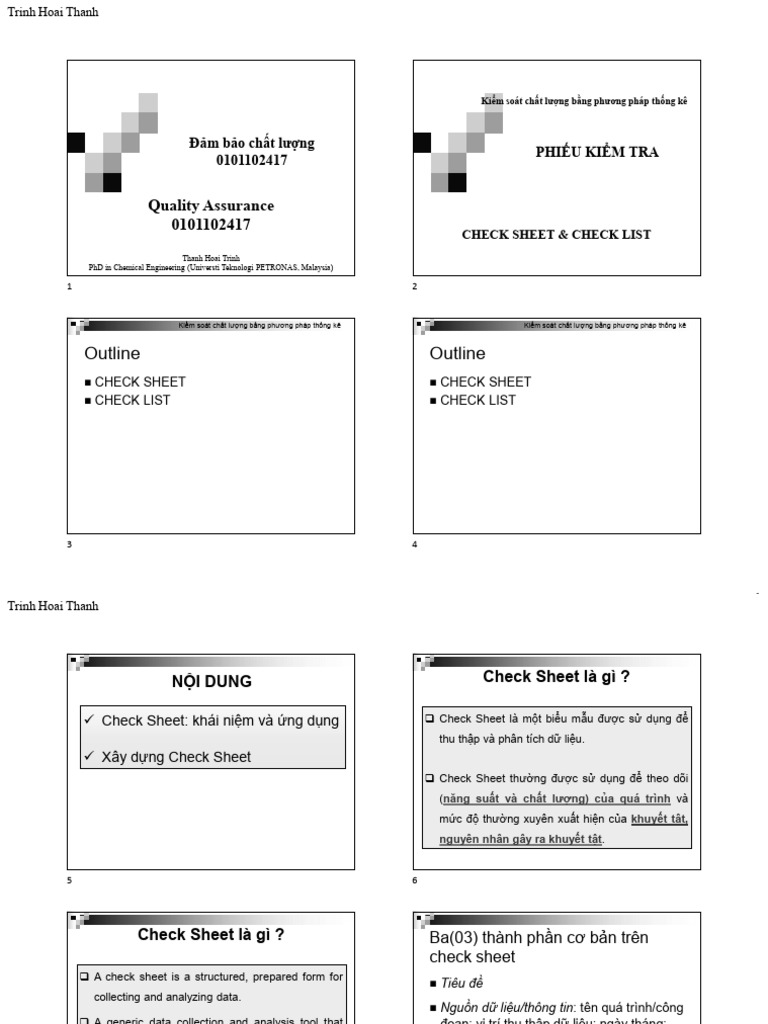SQC - Chapter 3.2 Check Sheet and Check List | PDF