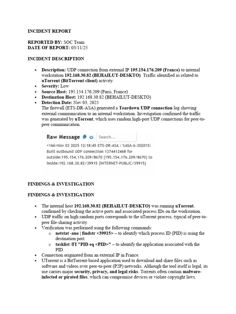 Incident Report Fortiguard Malware IP | PDF