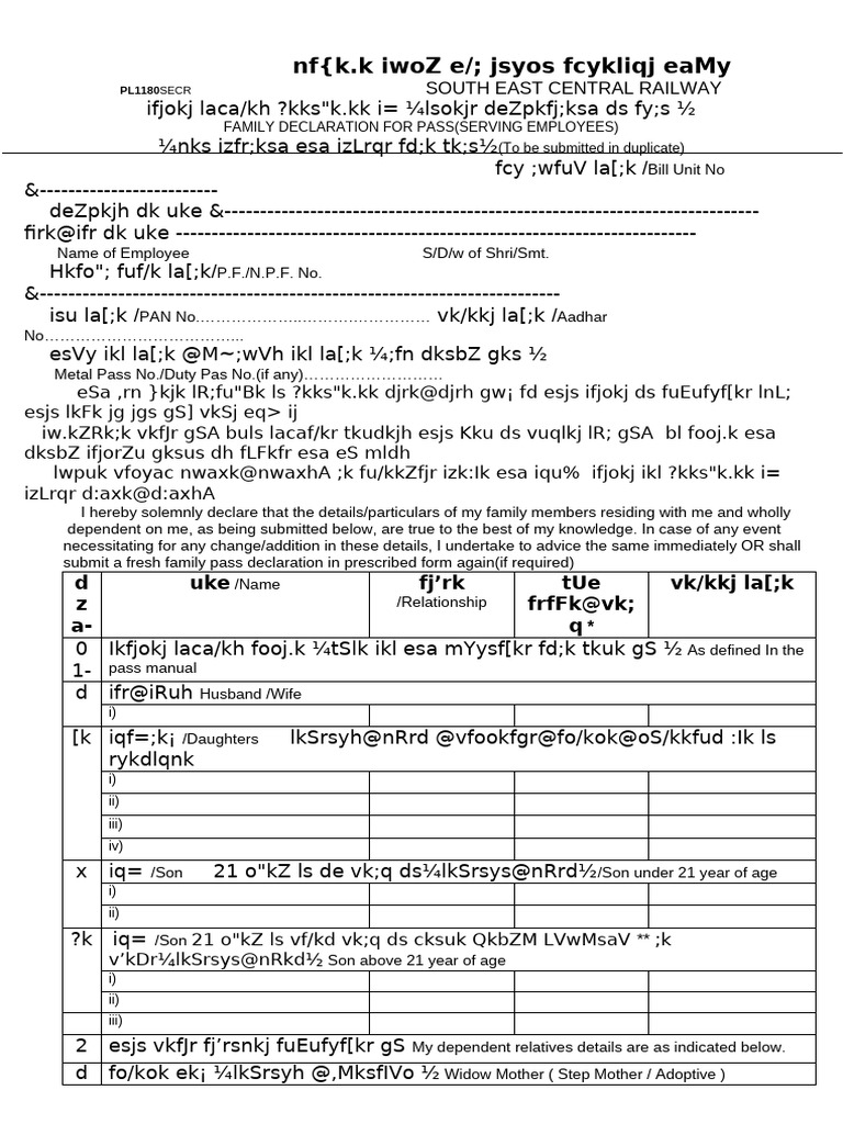 Family Declaration Form 2014 | PDF | Social Institutions