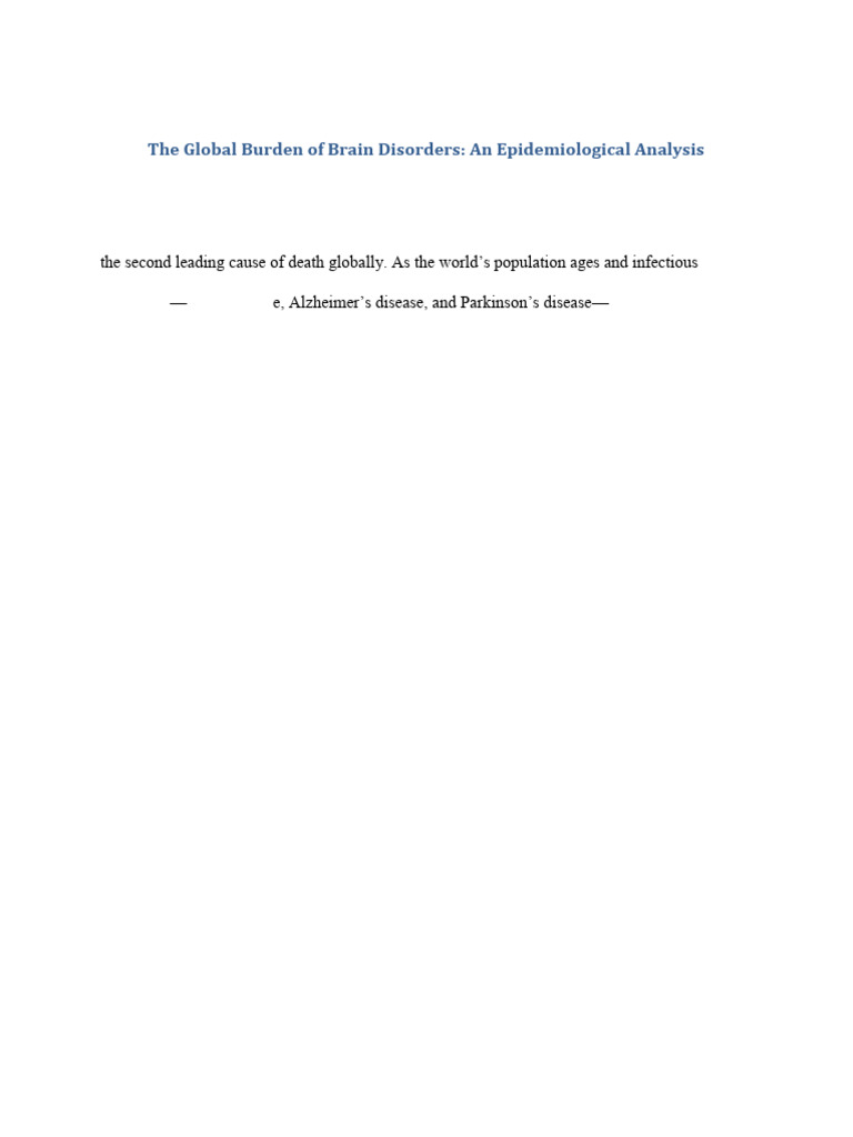The Global Burden of Brain Disorders | PDF | Neurology | Dementia