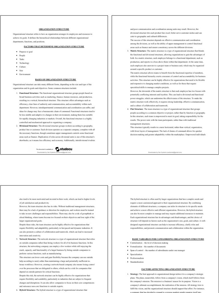 Organizational Structures Overview Types Factors and Impacts ...