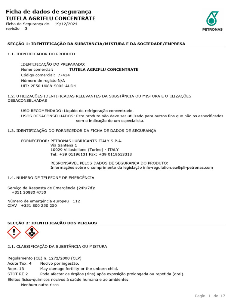 Tutela Agriflu Concentrate | PDF | Toxicidade | Desperdício