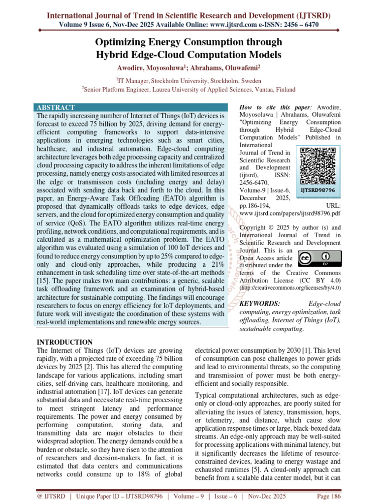 Optimizing Energy Consumption Through Hybrid Edge Cloud Computation ...
