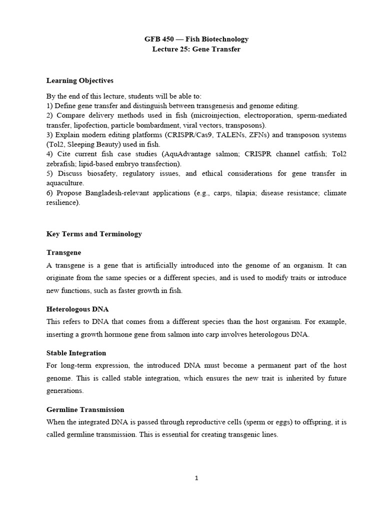 GFB450 Gene Transfer Sep162025 | PDF | Transgene | Transfection