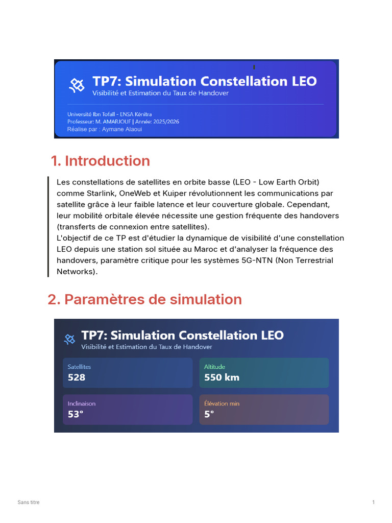 Rapport TP7 - Simulation Constellation LEO | PDF | Satellite | Véhicule ...