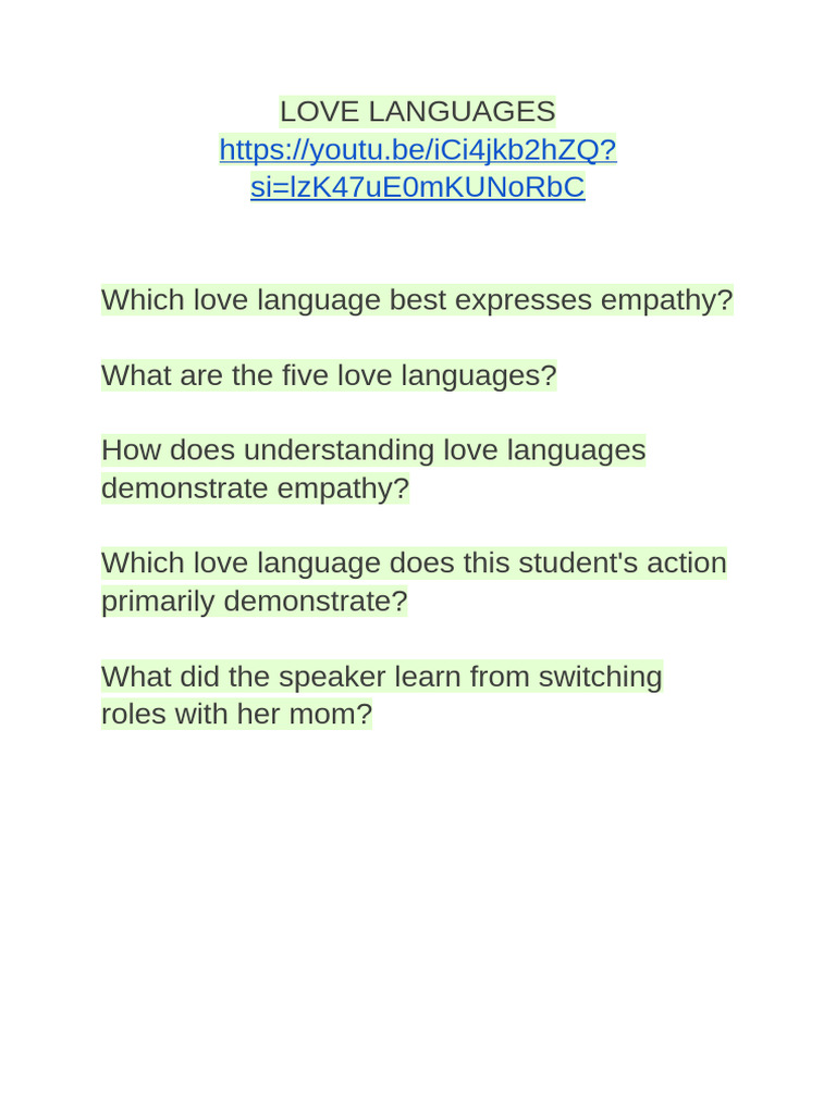 Love Languages | PDF