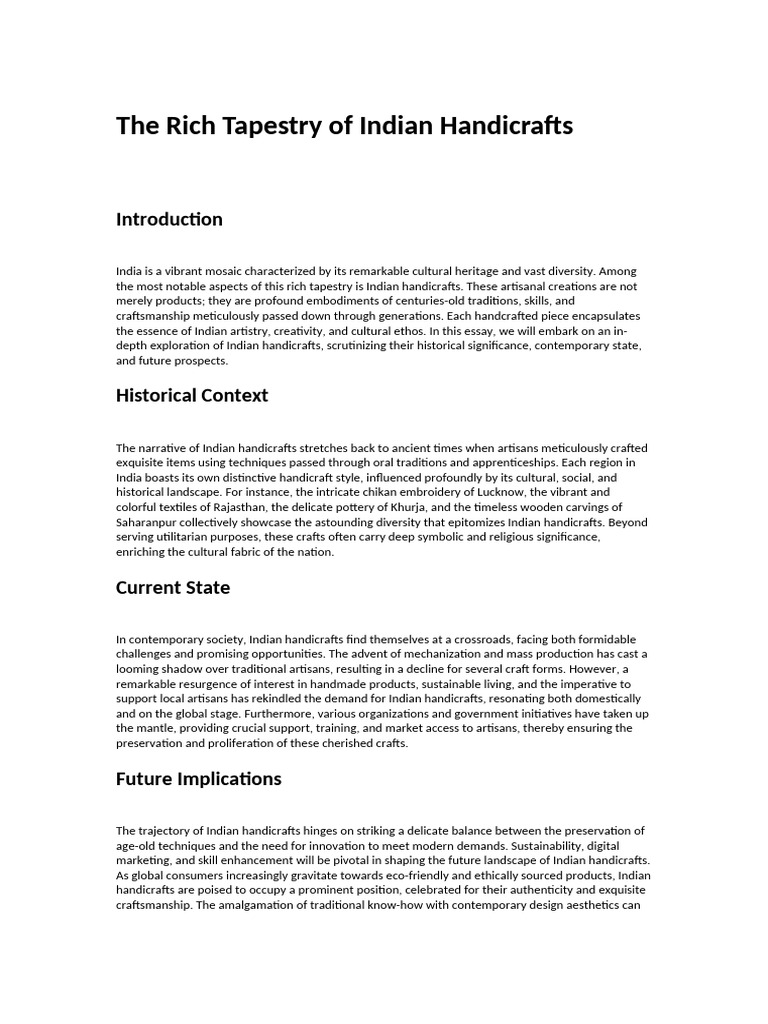 The Rich Tapestry of Indian Handicrafts | PDF | Crafts | The Arts