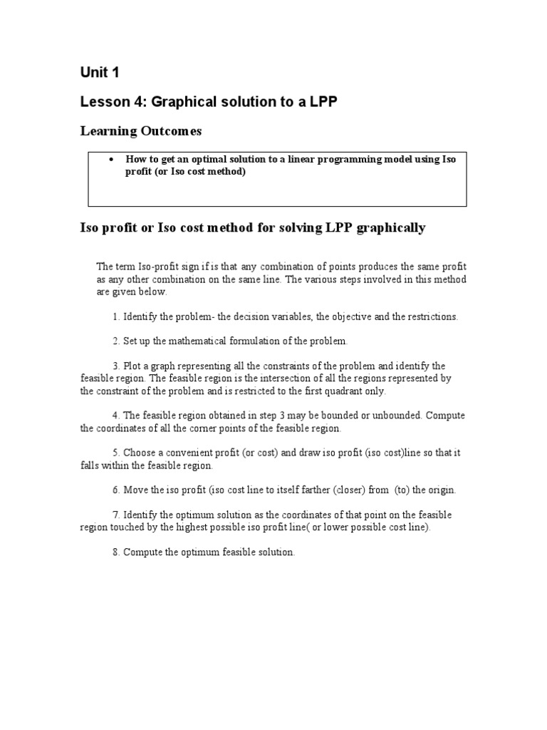 Lesson 04 Graphical Solution To Al PP | PDF | Linear Programming ...