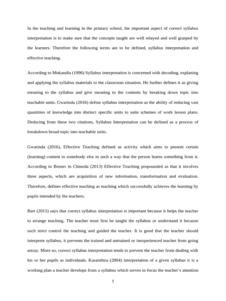 ass 1 | PDF | Teachers | Learning
