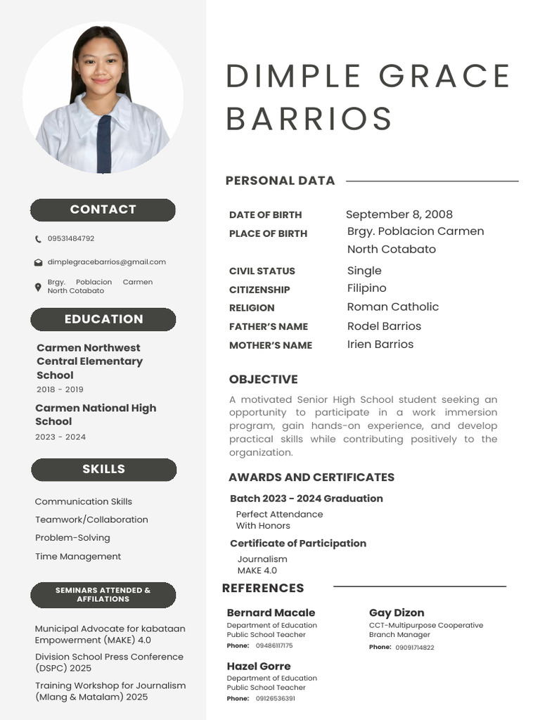 Minimalist CV Resume PDF | PDF