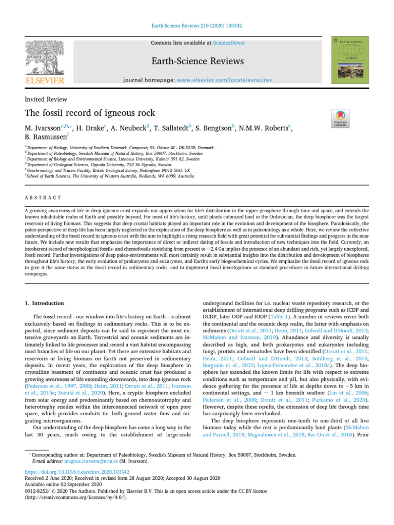 The Fossil Record of Igneous Rock 2020 Earth Science Reviews | PDF ...