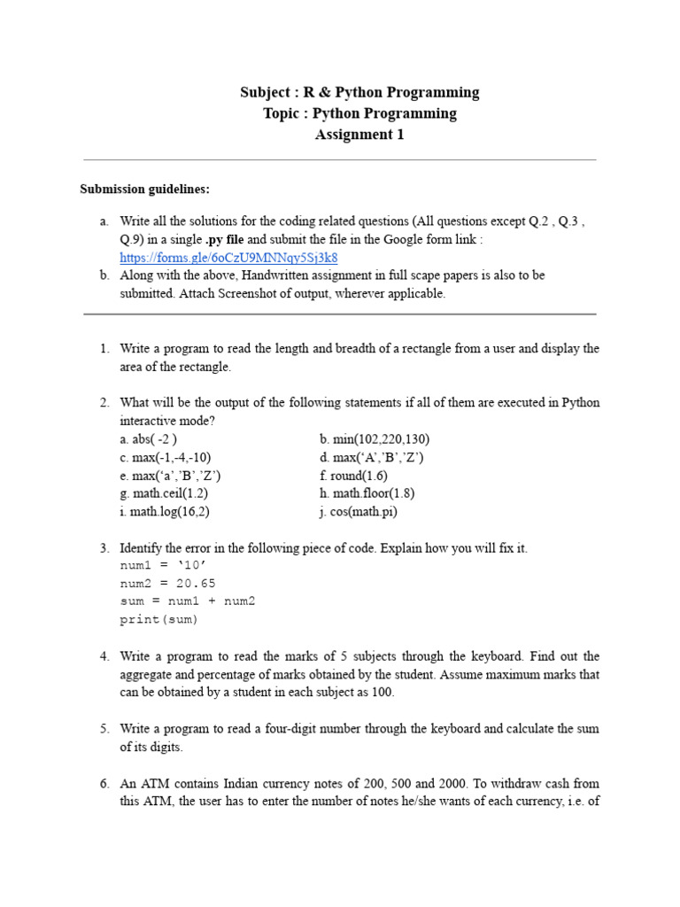 NMIMS FYBCOM Python Assignment 1 | PDF | Computing | Computer Programming